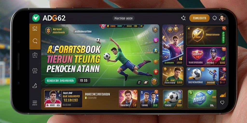 Tampilan utama ADG62 dengan berbagai pilihan taruhan olahraga.