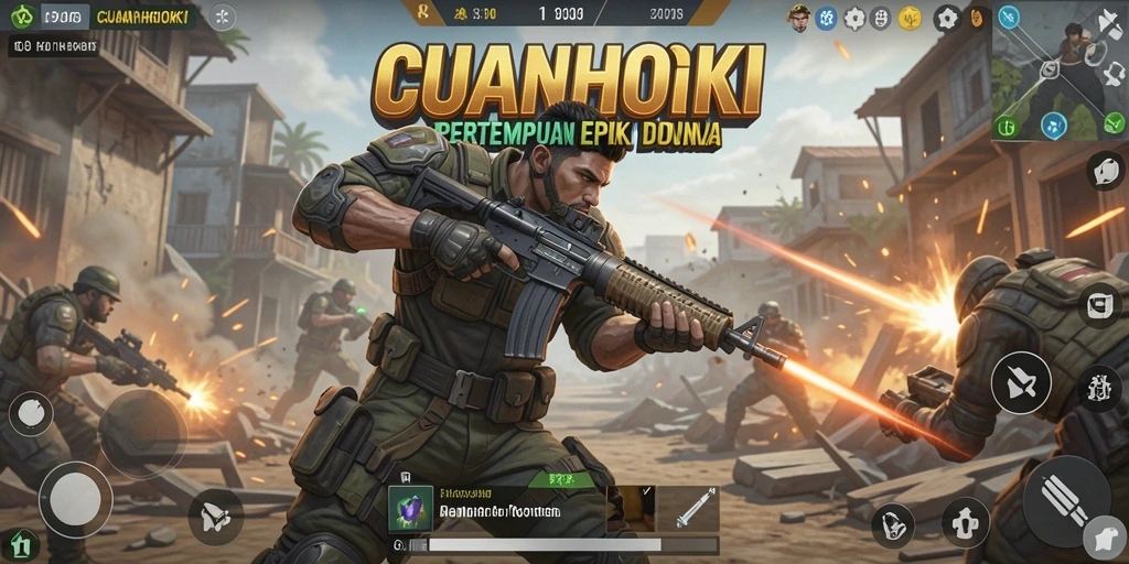 Tangkapan layar CUANHOKI menampilkan aksi pertempuran mendebarkan di arena Battle Royale.