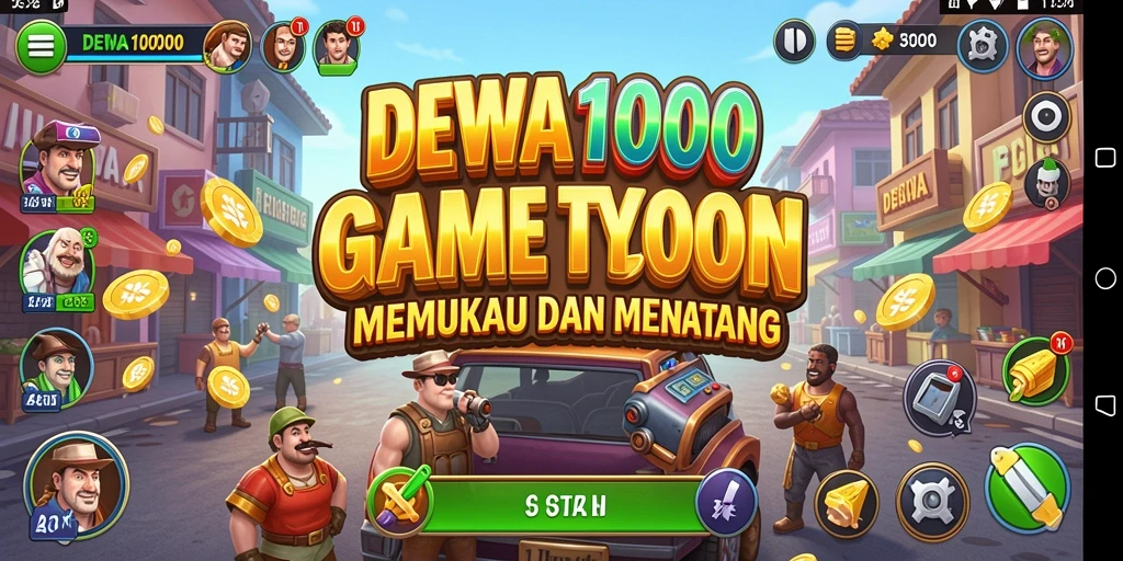 Tampilan gameplay <strong>DEWA1000</strong> yang menampilkan pengelolaan bisnis yang seru.