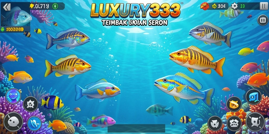 Tampilan gameplay LUXURY333 dengan serunya menembak ikan.
