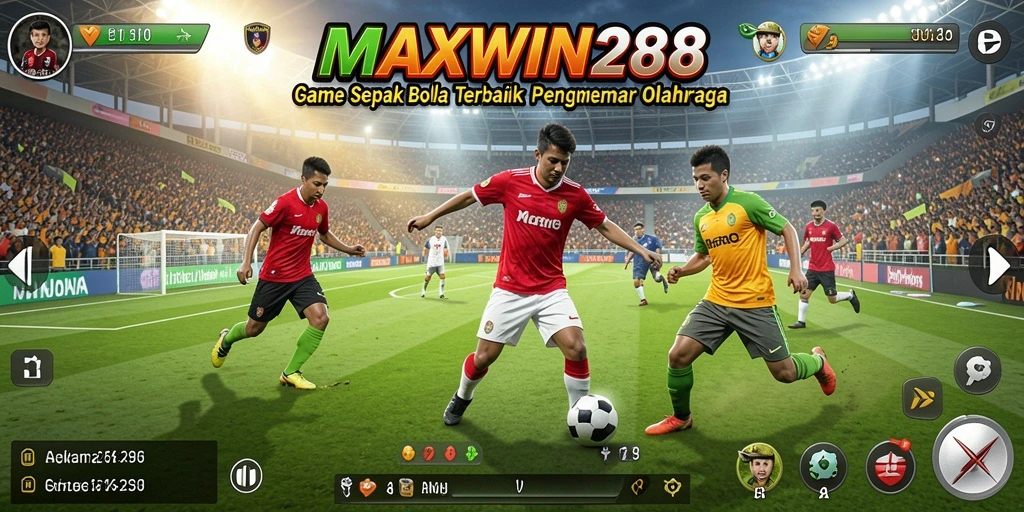 Gameplay MAXWIN288 menampilkan aksi sepak bola yang mendebarkan.