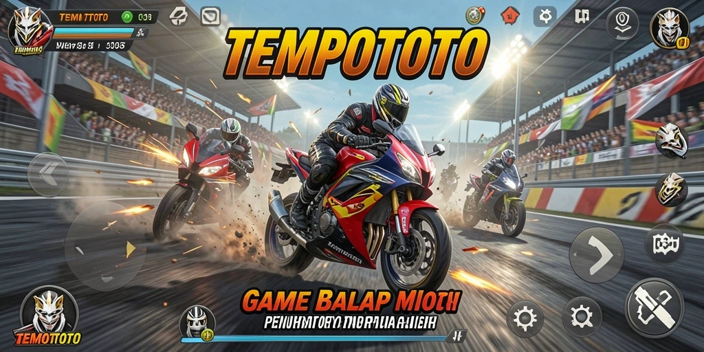 Gameplay TEMPOTOTO yang seru dengan aksi balap motor menegangkan.